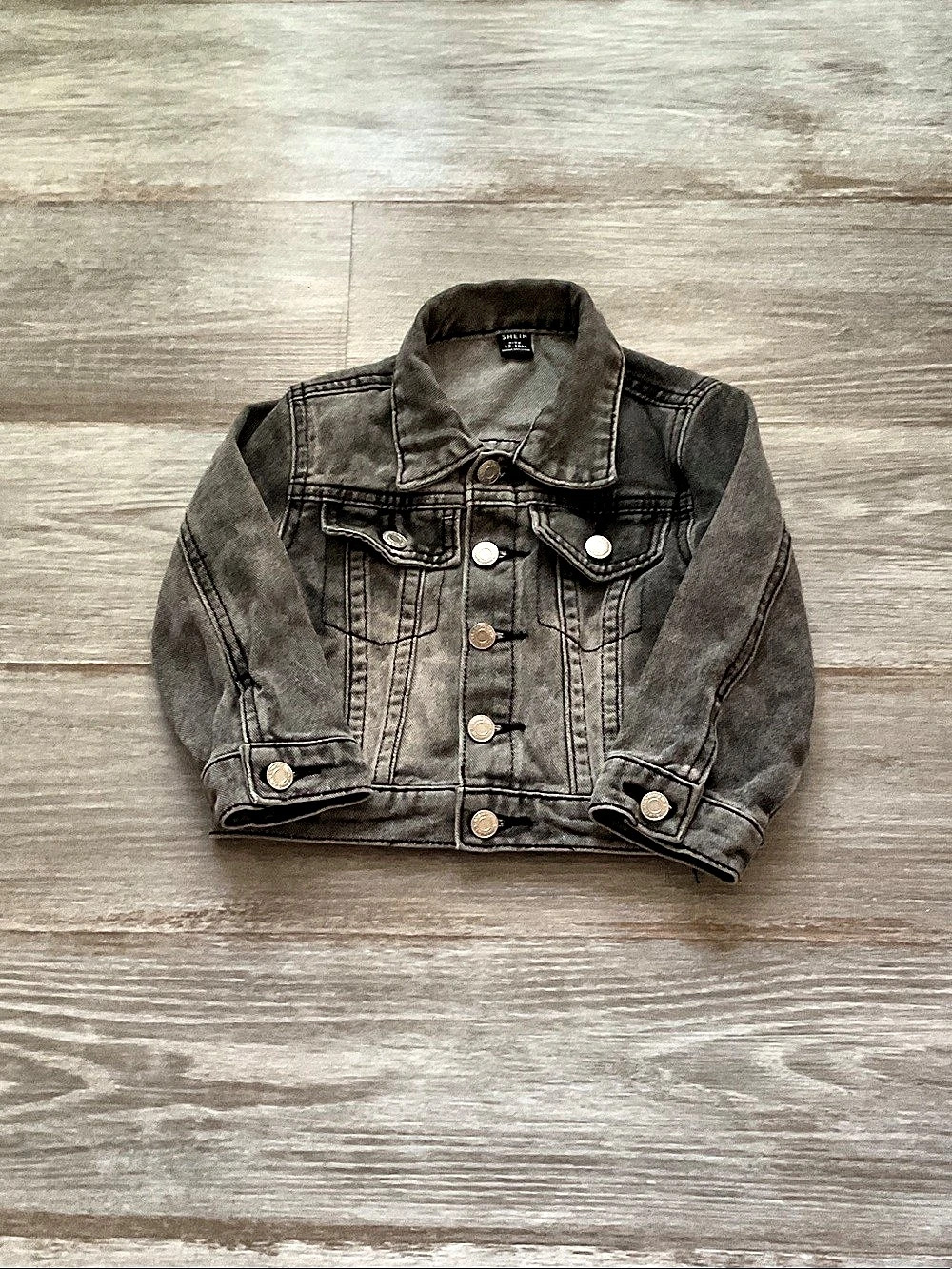 SHEIN Young Boy Casual Washed Denim Jacket Gray
